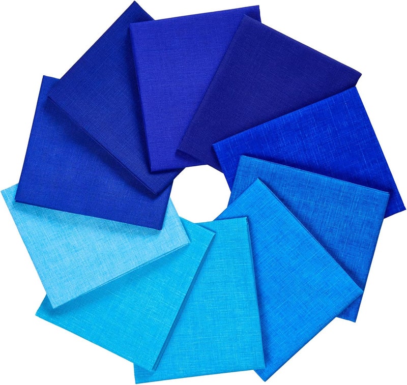 craftido - 11 Options Solids with Tweed Tonals - Assorted Color Cotton Quilting Fabric Bundles 10pcs Fat Quarters 18"x21" - Medium Weight 5.2oz - for Quilting, Sewing and Crafts – Different Blues - Image 2
